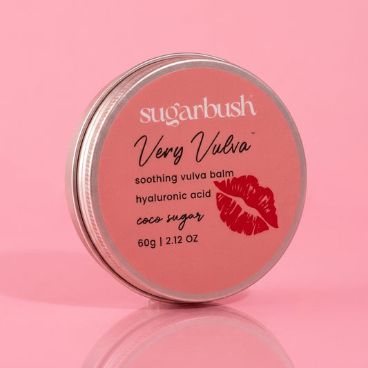Very Vulva soothing vulva balm — product still, Sugarbush signature pink